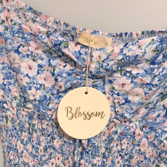 AVIA RUCHED MINI DRESS - Blue Floral - Picture 6 of 7